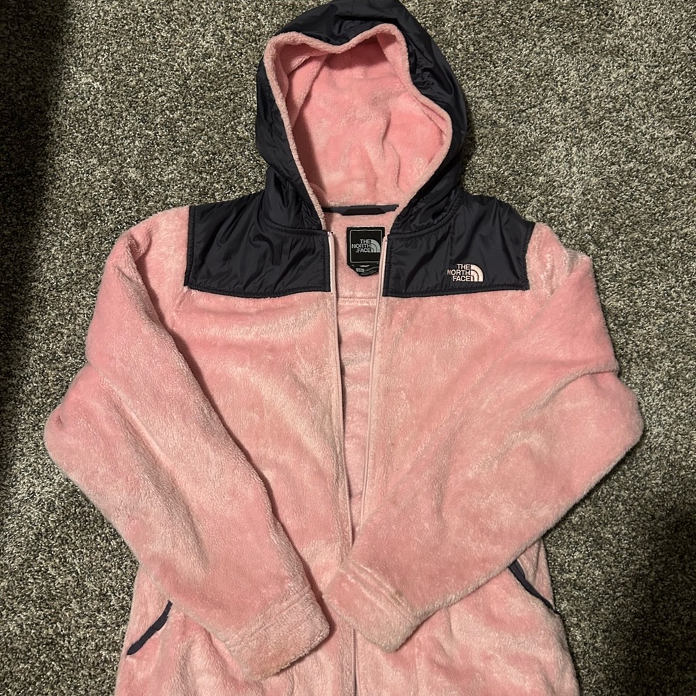 The North Face Pink and Black Hooded Fleece